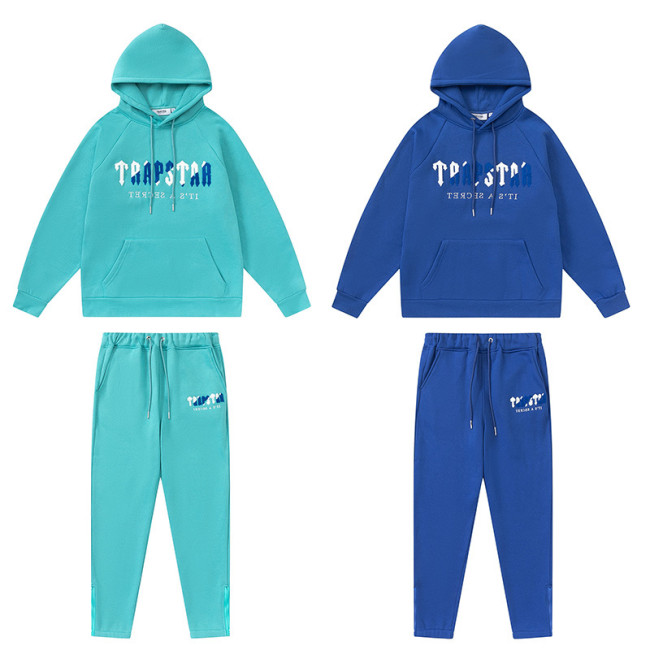 Trapstar Sale Now! Blue and Green Gradient Letter Towel Embroidered Hoodie 2 colors