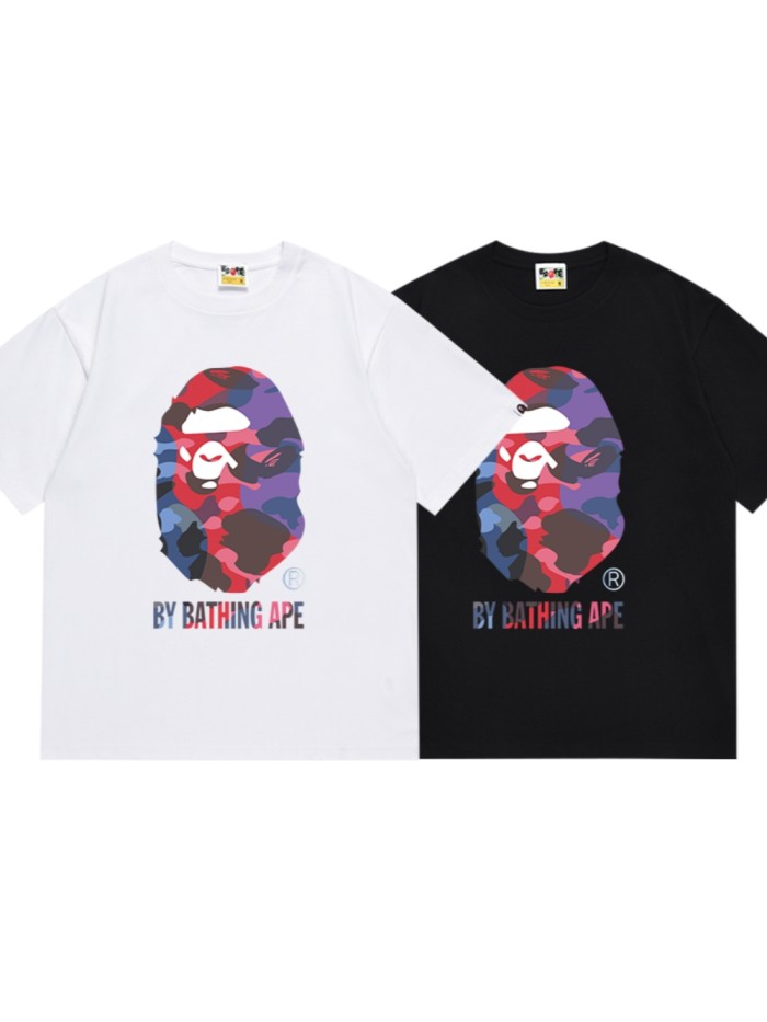 A Bathing Ape Gradient Camouflage Big Ape Head Letter Print Tee 2 colors