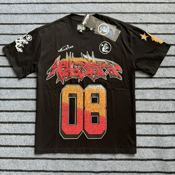 Hellstar Studio Gradient number 08 logo print Tee 2 colors