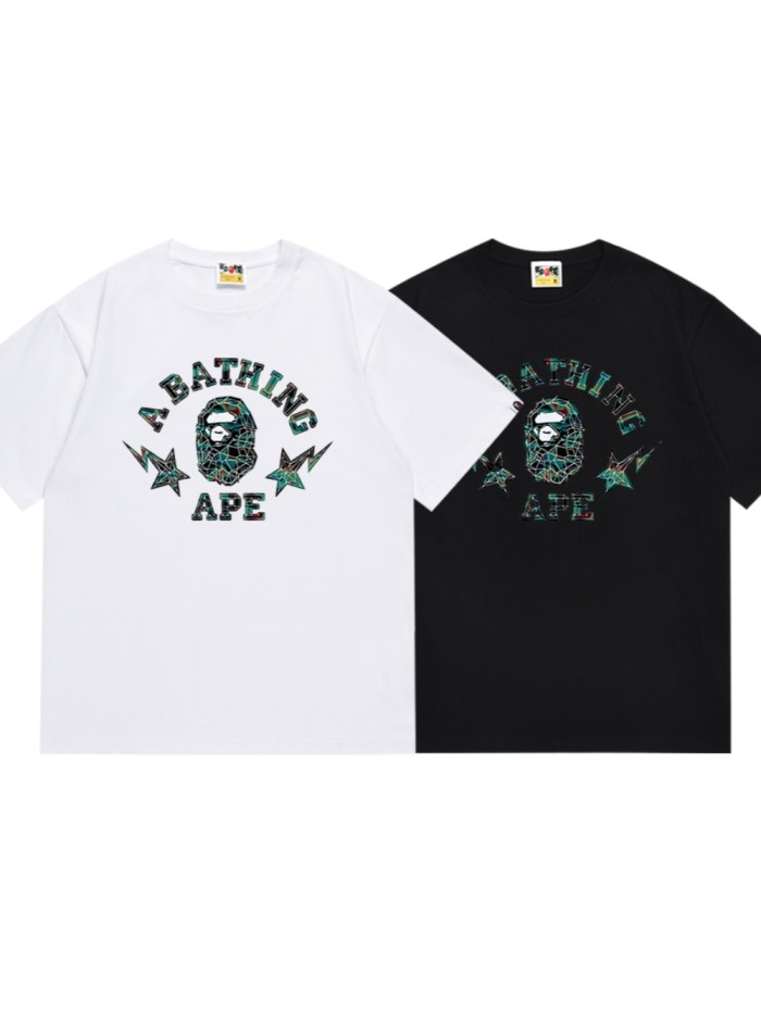 A Bathing Ape Colorful Metallic Letter Print Tee 2 colors