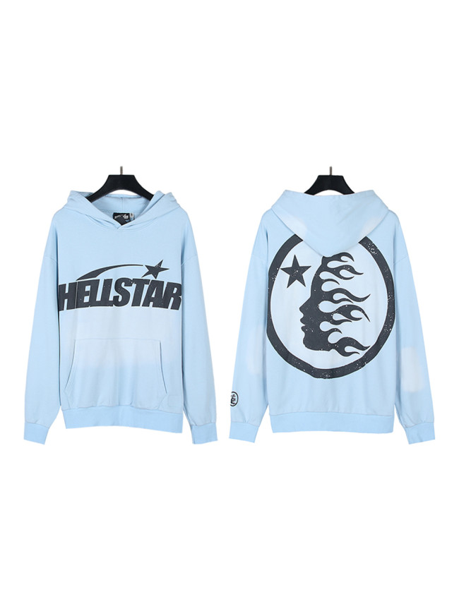 Hellstar Studio Washed Blue Logo Print hoodie