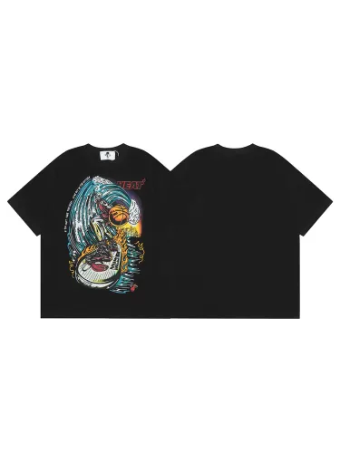 Skull Surf Basketball Print Tee