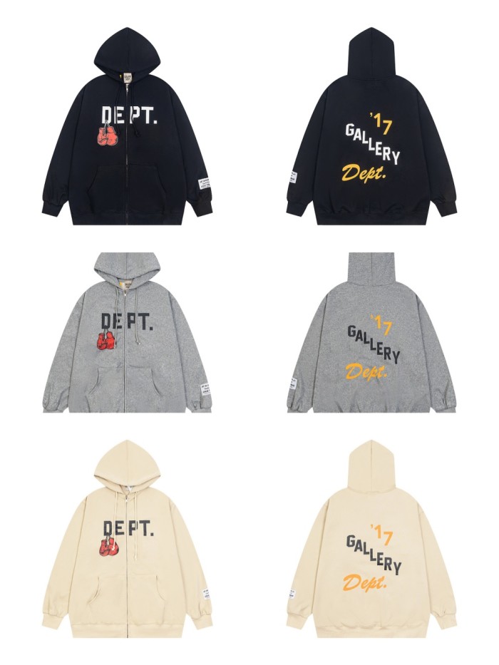 GaIIery dept Boxing Gloves Letter Logo Print Zipper hoodie 3 colors