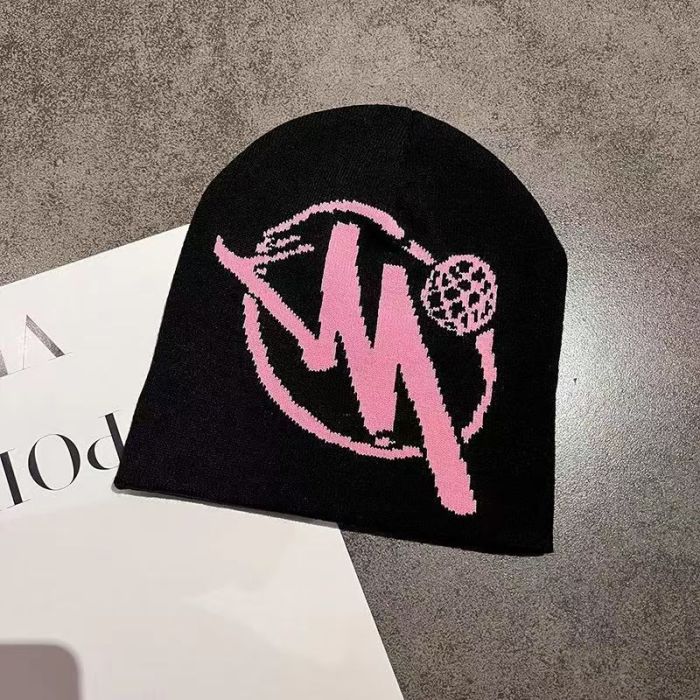 Personalised monogrammed globe jacquard knit hat 6 colors