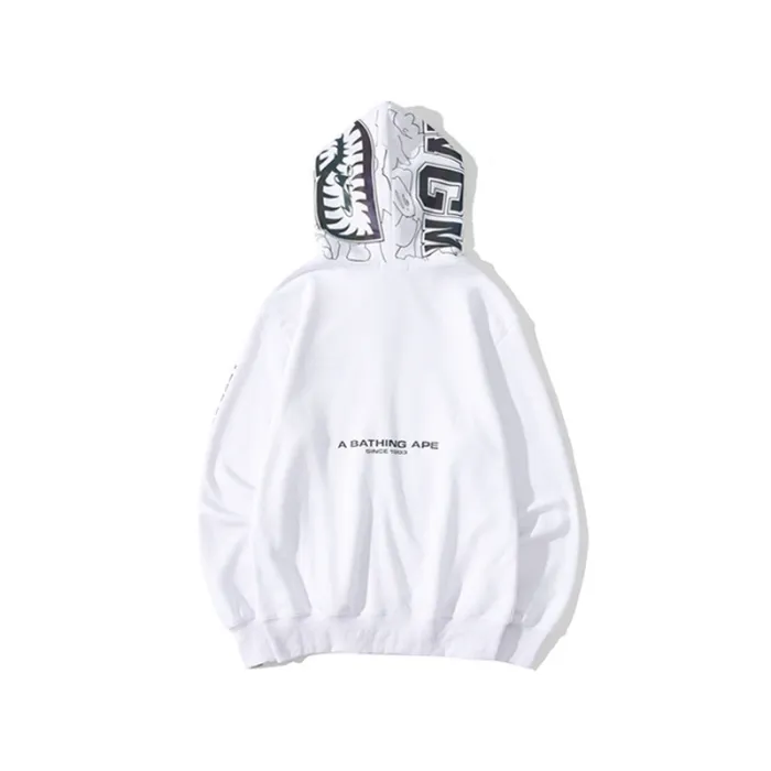 Reflective Color Letter Shark Head Zip Hoodie 2 colors