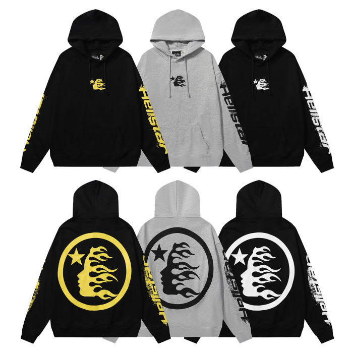 Hellstar Studio Front and Back Logo Sleeve Arm Letter Print hoodie & pants set 3 colors
