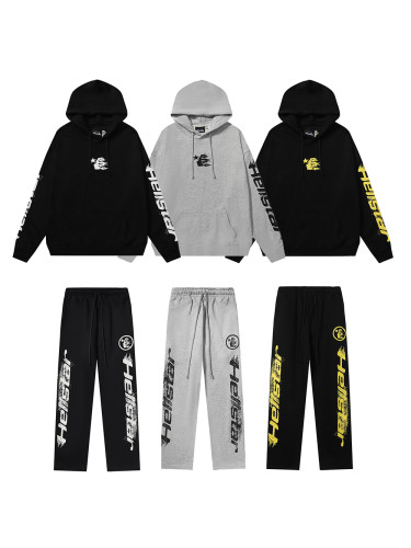 Hellstar Studio Front and Back Logo Sleeve Arm Letter Print hoodie & pants set 3 colors