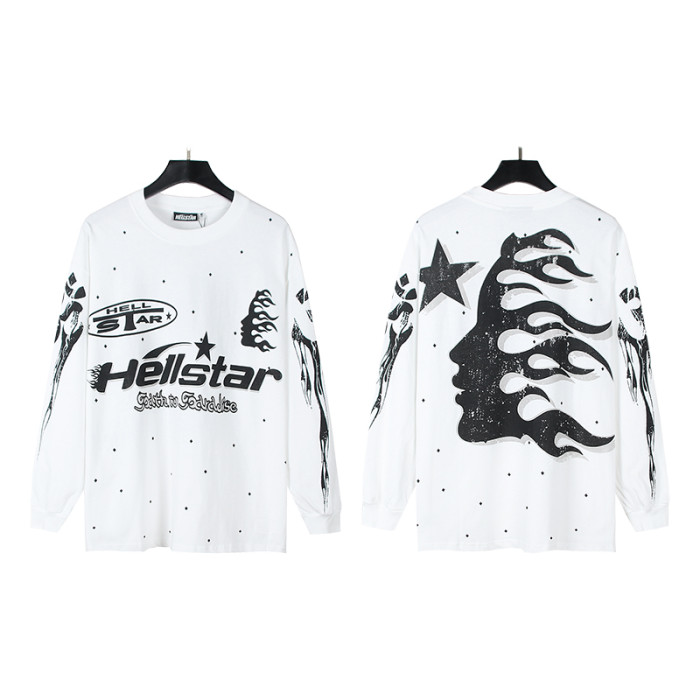 Hellstar Studio Full Star Portrait Printed Long Sleeve T-Shirt