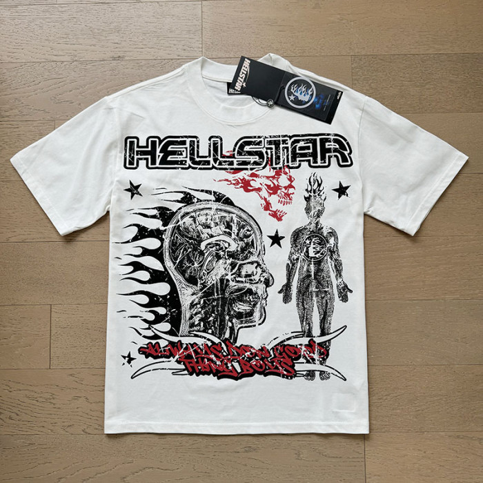 Hellstar Studio Standing Man Flame Brain Skull Print Tee 2 colors