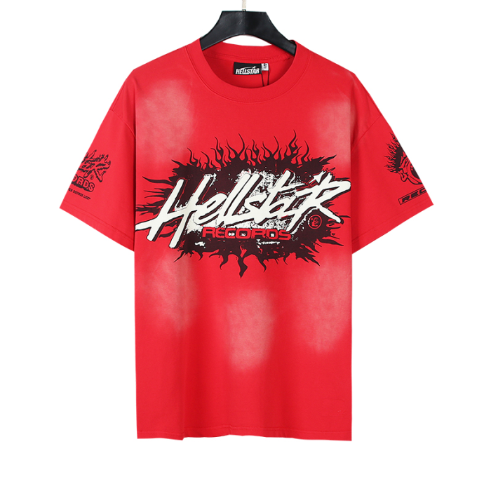 Hellstar Studio Explosive Flame Letter Logo Washed Version Tee 2 colors