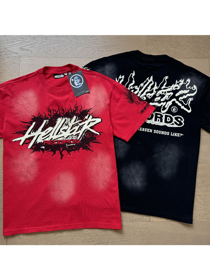 Hellstar Studio Explosive Flame Letter Logo Washed Version Tee 2 colors