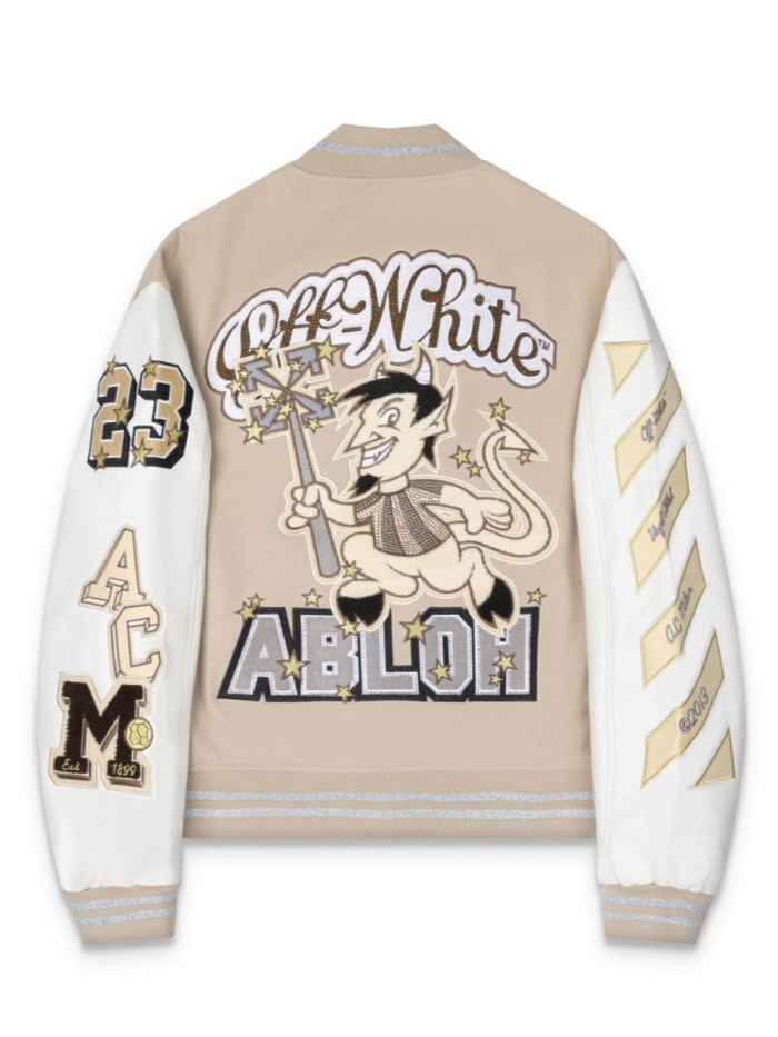 Off-White Vintage Patchwork Embroidered Baseball Jacket