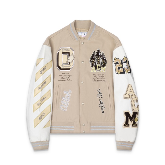 Off-White Vintage Patchwork Embroidered Baseball Jacket