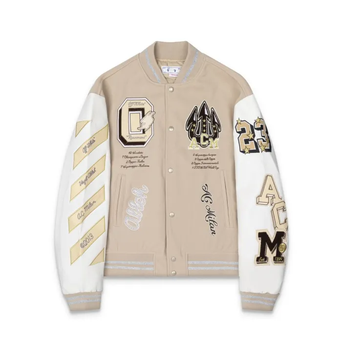Off-White Vintage Patchwork Embroidered Baseball Jacket