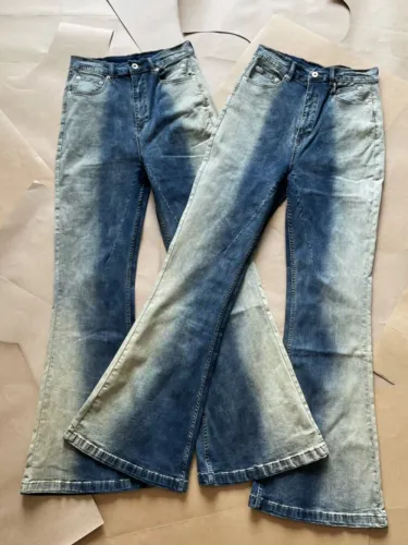 Colorblocked Gradient High Waist Wide Leg Jeans