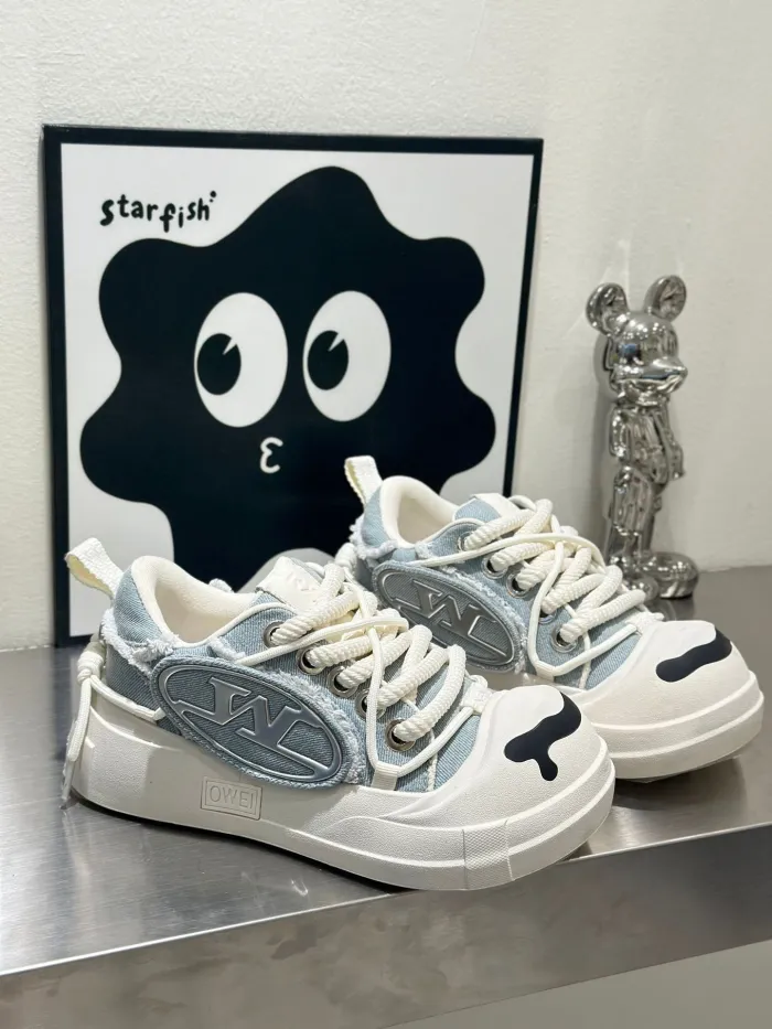Open Smile Canvas Thick Bottom Board Shoes 3 colors