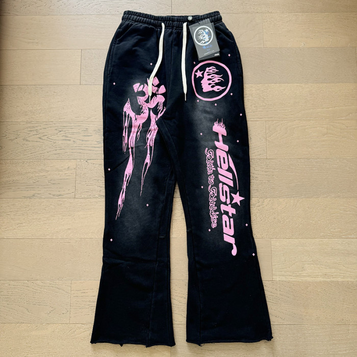 Hellstar Studio Gut Print Pollen Alphabet Washed Black hoodie & pants set