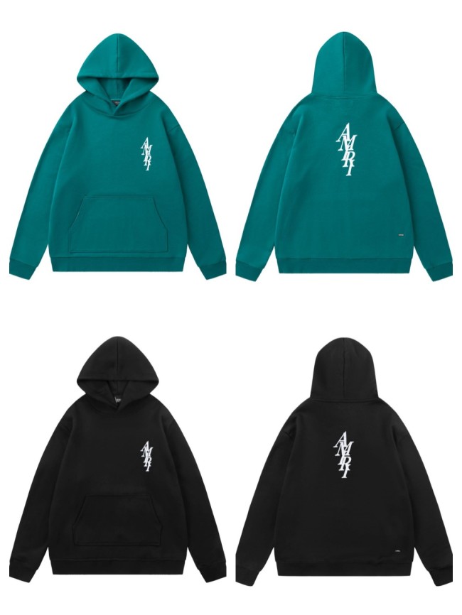 Amiri Dislocation vertical row logo printed hoodie 2 colors