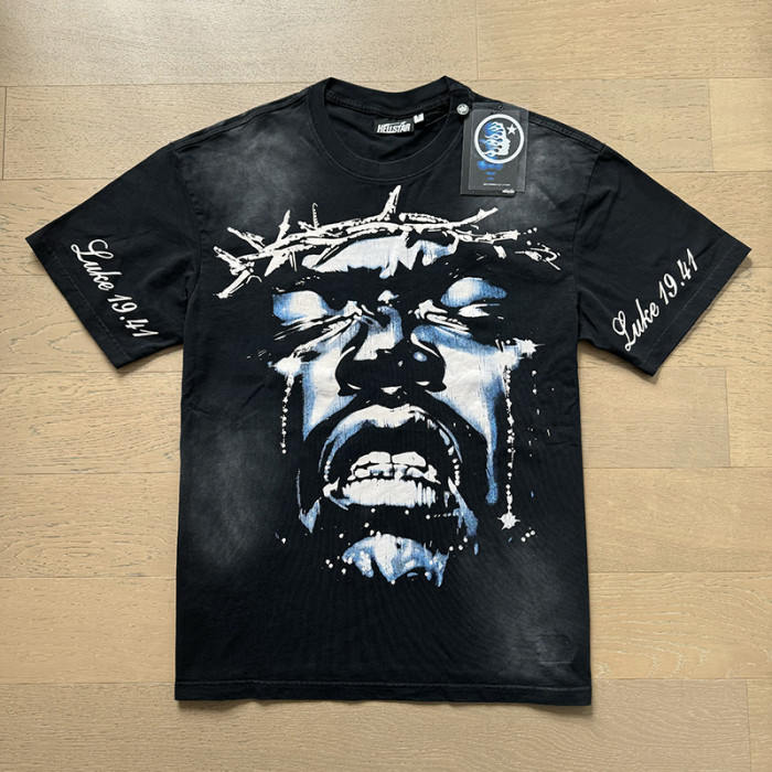 Hellstar Studio Weeping figures back angel wings printed washed version tee