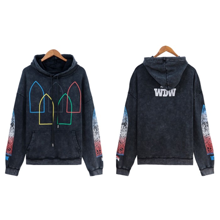 Who Decides War Arm gradient colorful logo print Washed Version Hoodie 2 colors