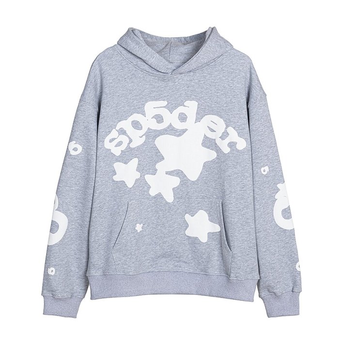 Young Thug-Sp5der Bright white stars number 5 combination of Spider-Man foam hoodie