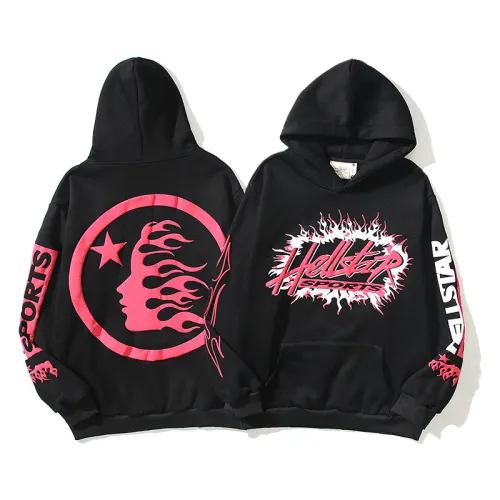 Street Hip Hop Red Flame Graffiti Printed hoodie