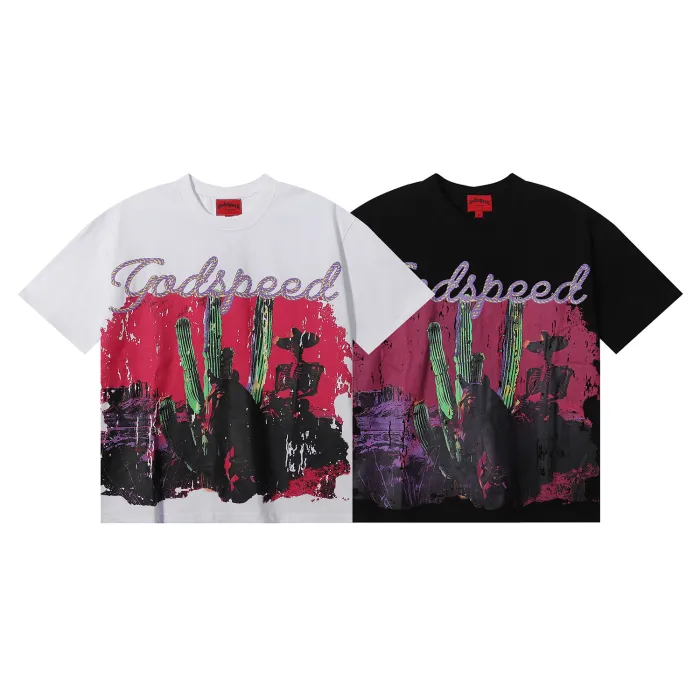 Western Skeleton Cowboy Cactus Print T-shirt