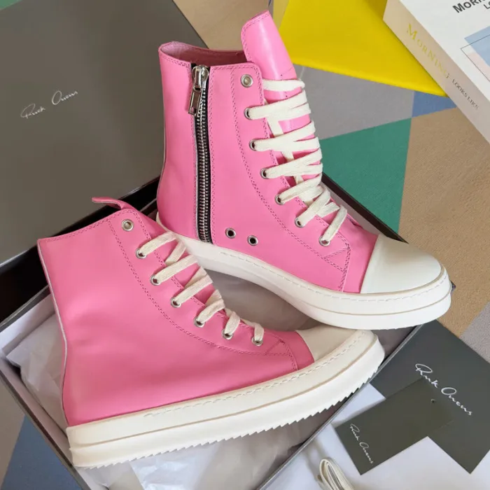 Rick 0wens Hot Pink High-Top Sneakers