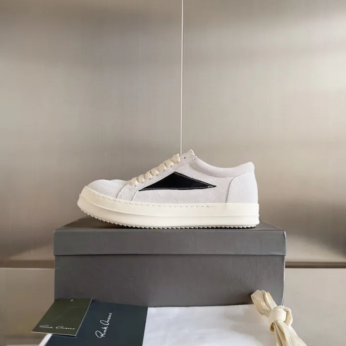 Rick 0wens White Suede Low-Top Sneakers