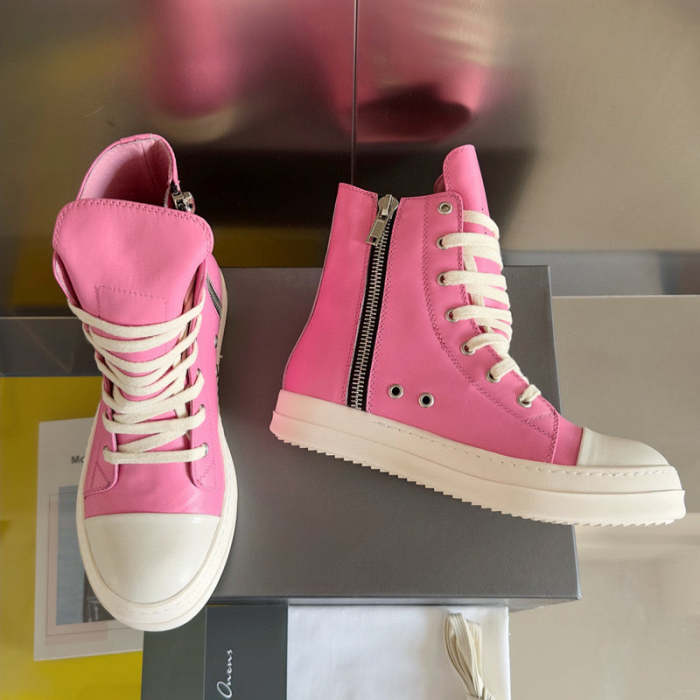 Rick 0wens Hot Pink High-Top Sneakers