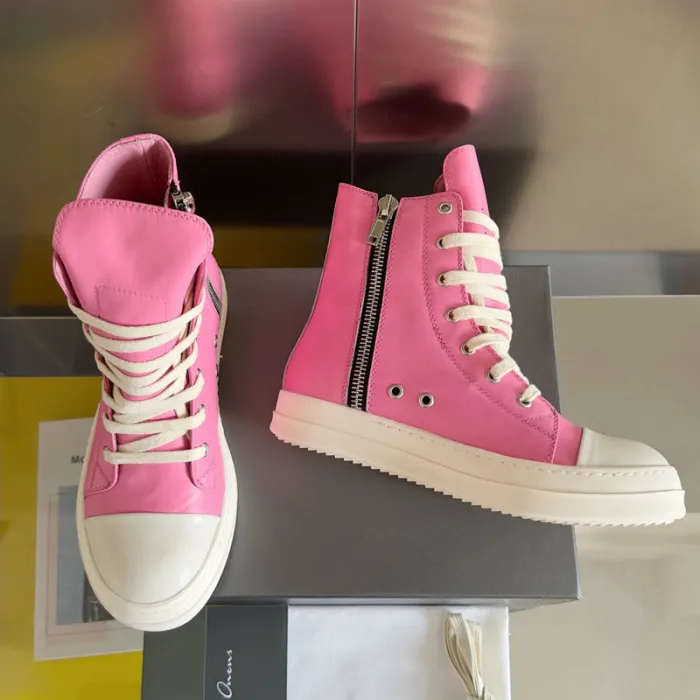 Rick 0wens Hot Pink High-Top Sneakers