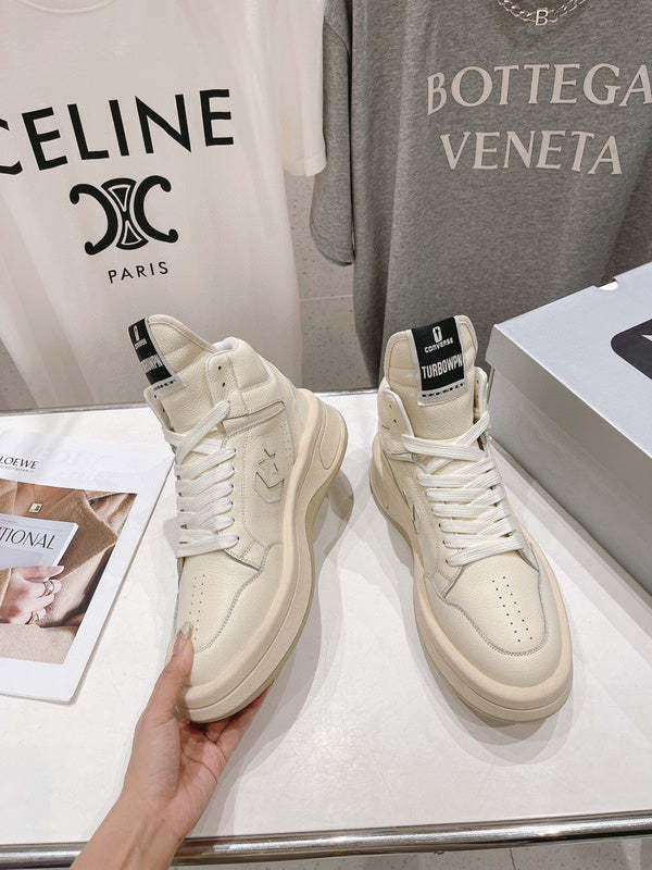Rick 0wens Cream High-Top Sneakers