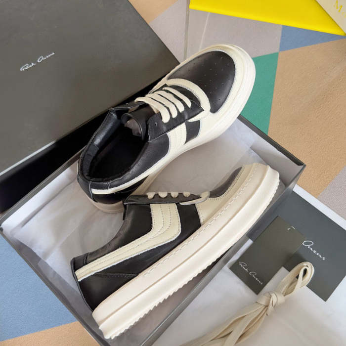 Rick 0wens Black and White Low-Top Sneakers
