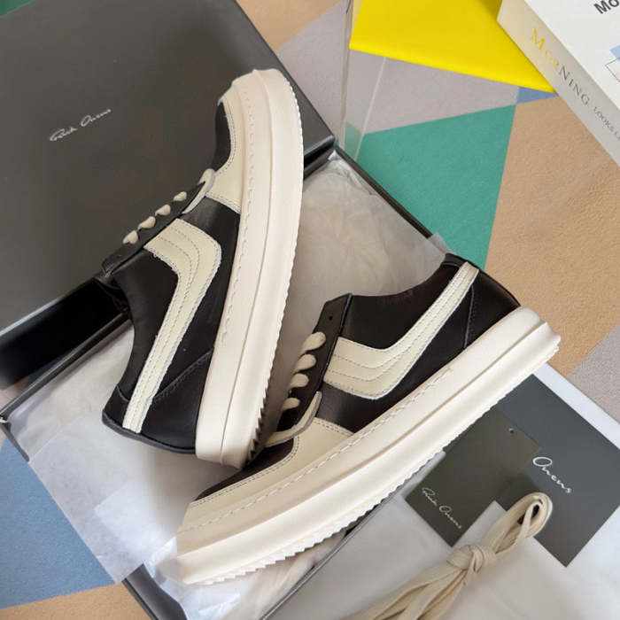 Rick 0wens Black and White Low-Top Sneakers