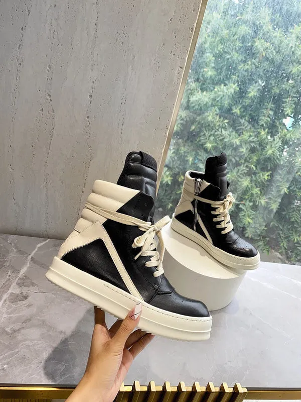 Rick 0wens Geobasket Sneakers - Black and Cream