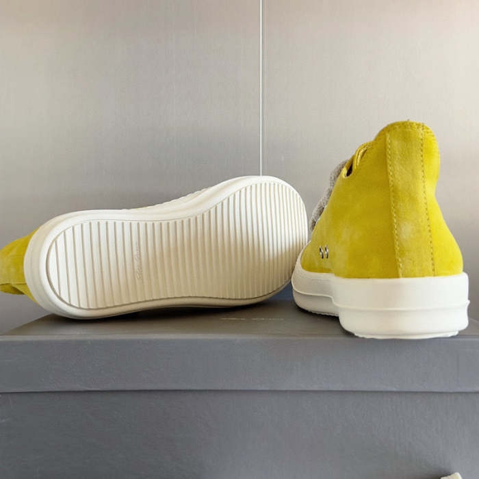 Rick 0wens Yellow Suede Low-Top Sneakers
