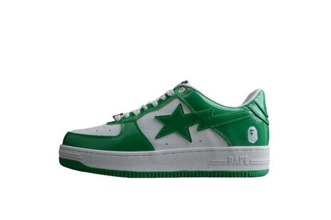 B@PE ST@ Low-Top Green and White Sneakers