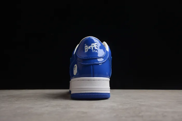 B@PE ST@ Low-Top Blue and White Patent Leather Sneakers