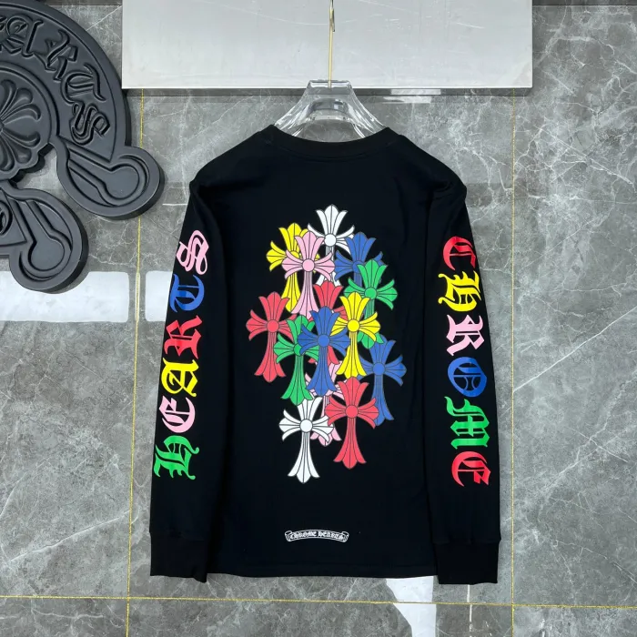 Classic Colorful Phantom Cross Letter Flower Arm Long Sleeve T-Shirt 2 colors