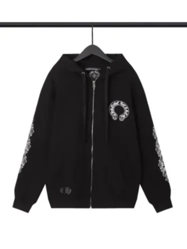 Classic Horseshoe Sanskrit Zipper Hooded Sweatshirt