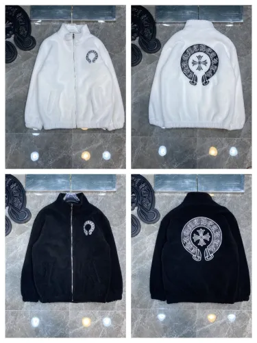 Embroidered Horseshoe Lamb's Wool Zip Jacket 2 colors