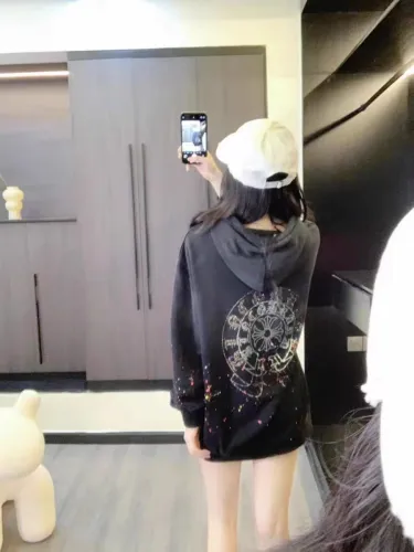 Splash Ink Gradient Rhinestone Horseshoe Hoodie 3 colors