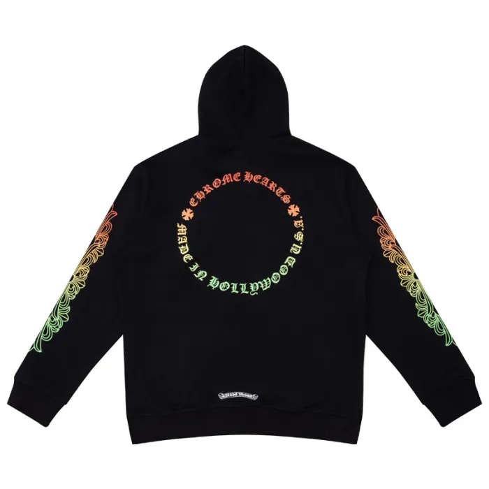 Yellow and Green Gradient Letter Horseshoe Hooded Sweatshirt 2 colors