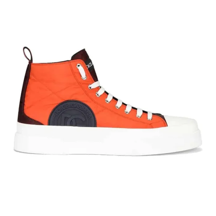 DOLCE AND  G@BB@N@ QUILTED TWO-TONE NYLON PORTOFINO LIGHT MID-TOP SNEAKERS   DG106