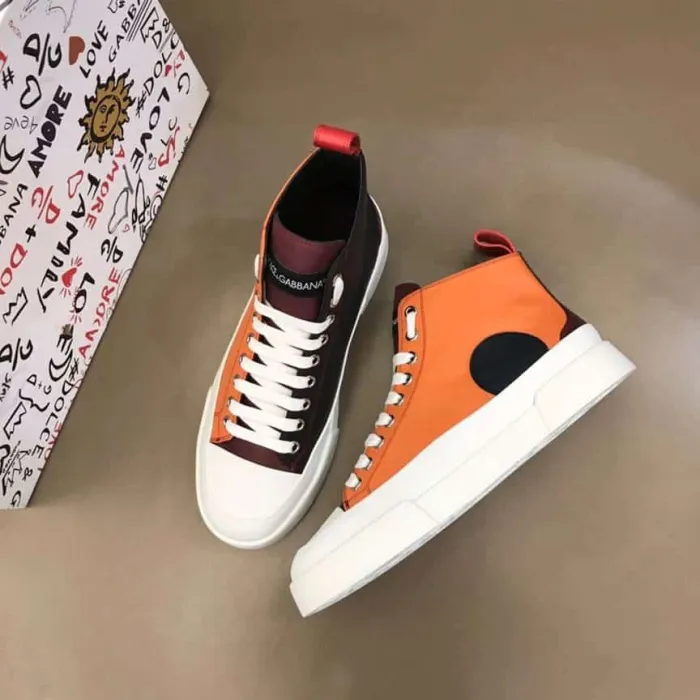 DOLCE AND  G@BB@N@ QUILTED TWO-TONE NYLON PORTOFINO LIGHT MID-TOP SNEAKERS   DG106