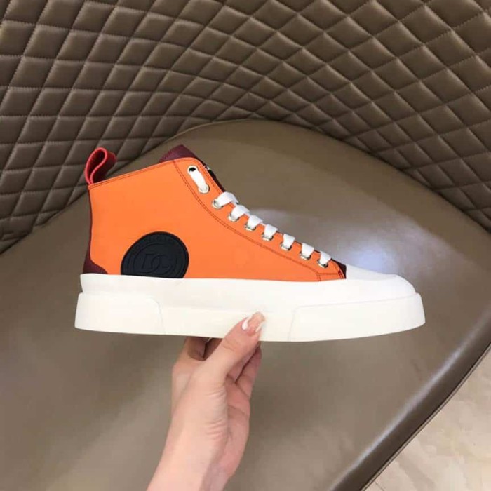 DOLCE AND  G@BB@N@ QUILTED TWO-TONE NYLON PORTOFINO LIGHT MID-TOP SNEAKERS   DG106