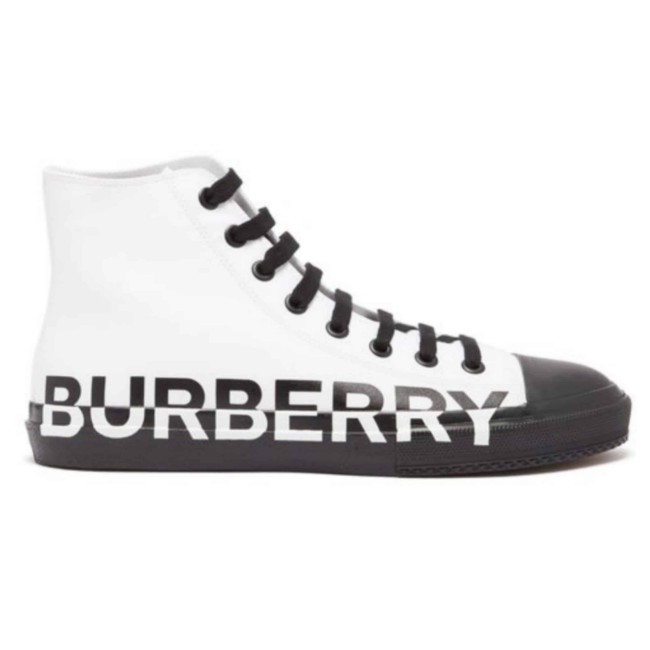 BURB5RRY LOGO PRINT GABARDINE HIGH-TOP SNEAKERS   BBR32