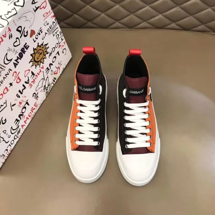 DOLCE AND  G@BB@N@ QUILTED TWO-TONE NYLON PORTOFINO LIGHT MID-TOP SNEAKERS   DG106