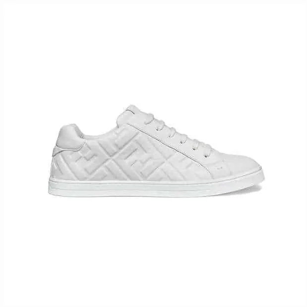 FEND1 WHITE NAPPA LEATHER LOW TOP SNEAKERS   FD09