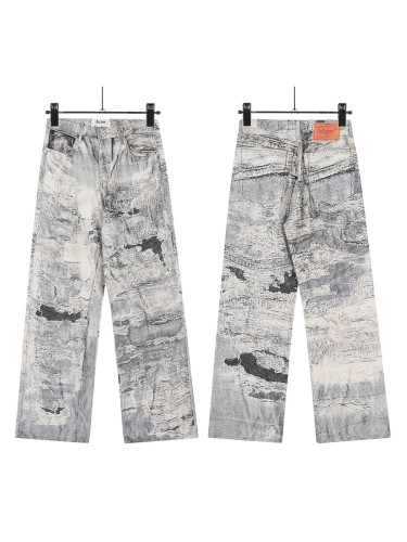 Oil Painting Graffiti Tie-Dye Splash Ink Wide Leg Jeans